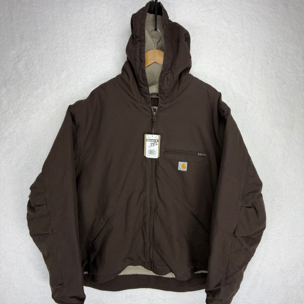 Carhartt 104392-DKB Sherpa Lined Hooded Jacket Dark Brown Mens 3XL‎ Regular NEW